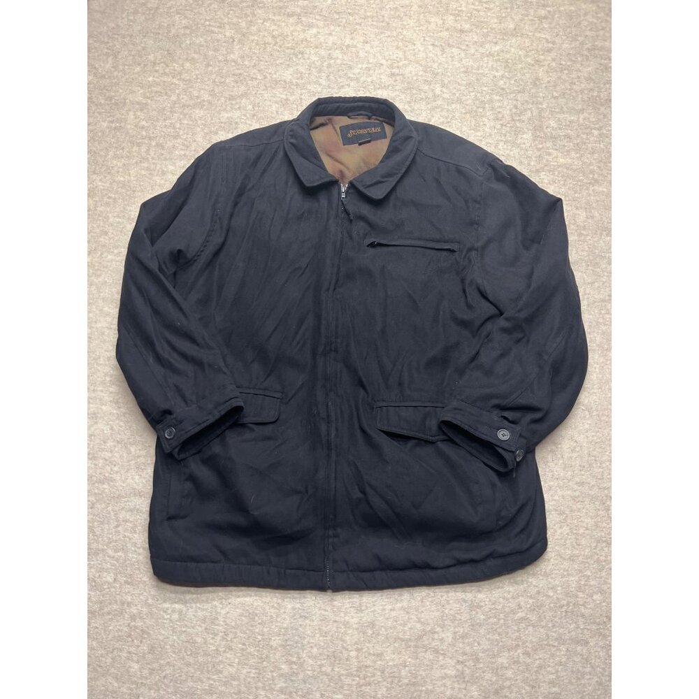 St. John's Bay Black Microfiber Zip Up Winter Coat Jacket Men's 2X Tall